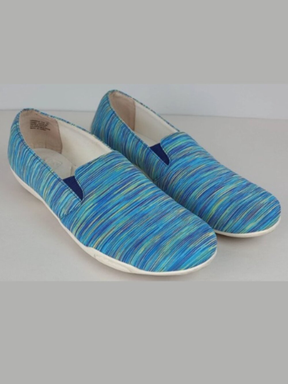Ros Hommerson Women's 11 Blue Green Striped Loafer Slip On Shoes